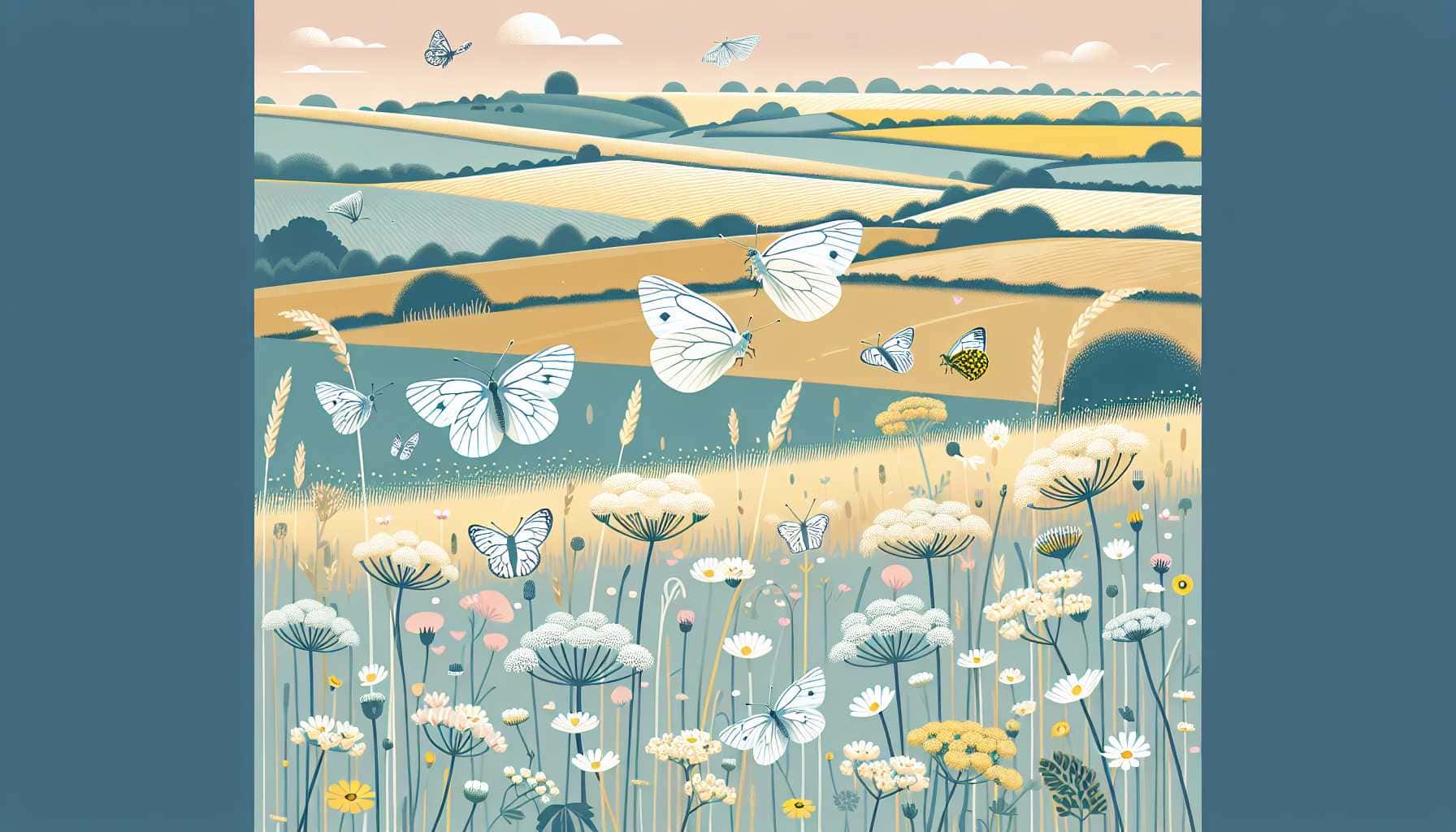 Illustration of southern small white butterflies