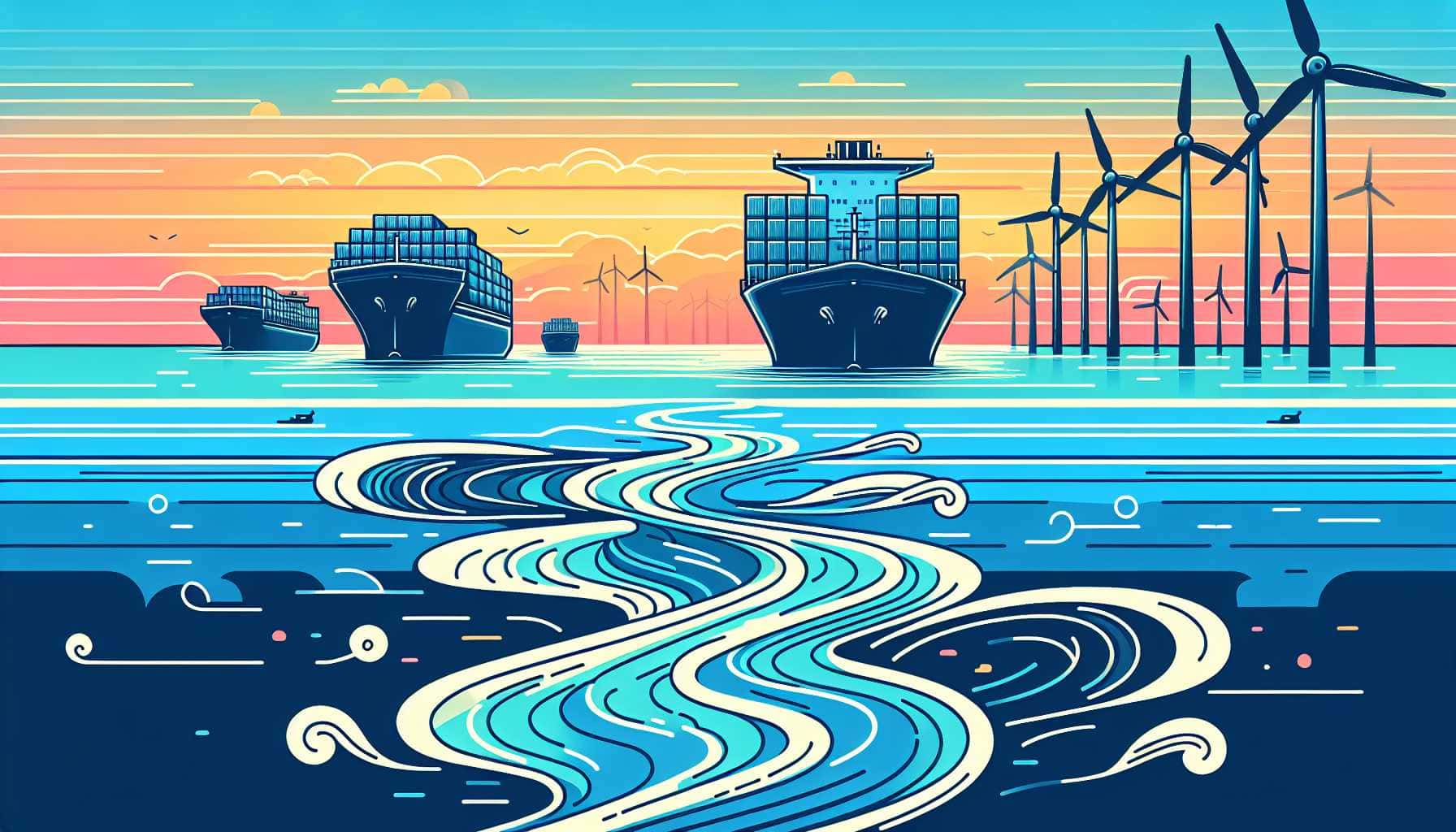 Illustration of cargo ships at sea