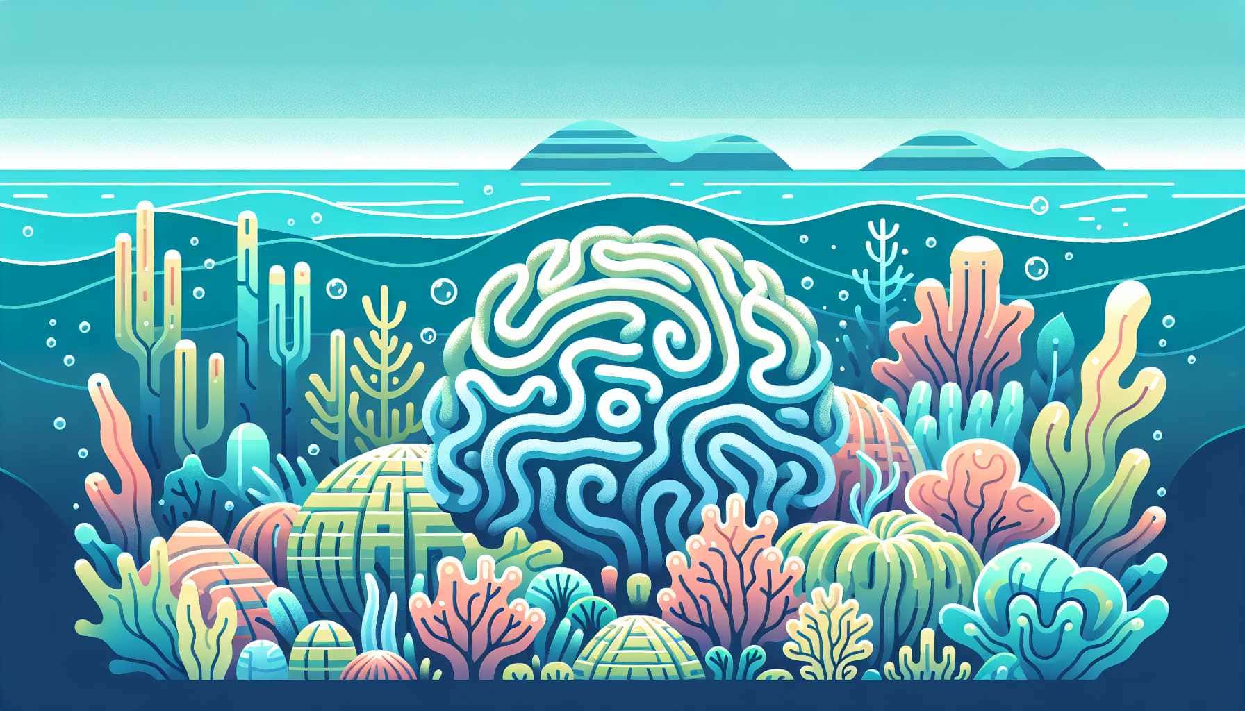 Illustration of brain corals thriving