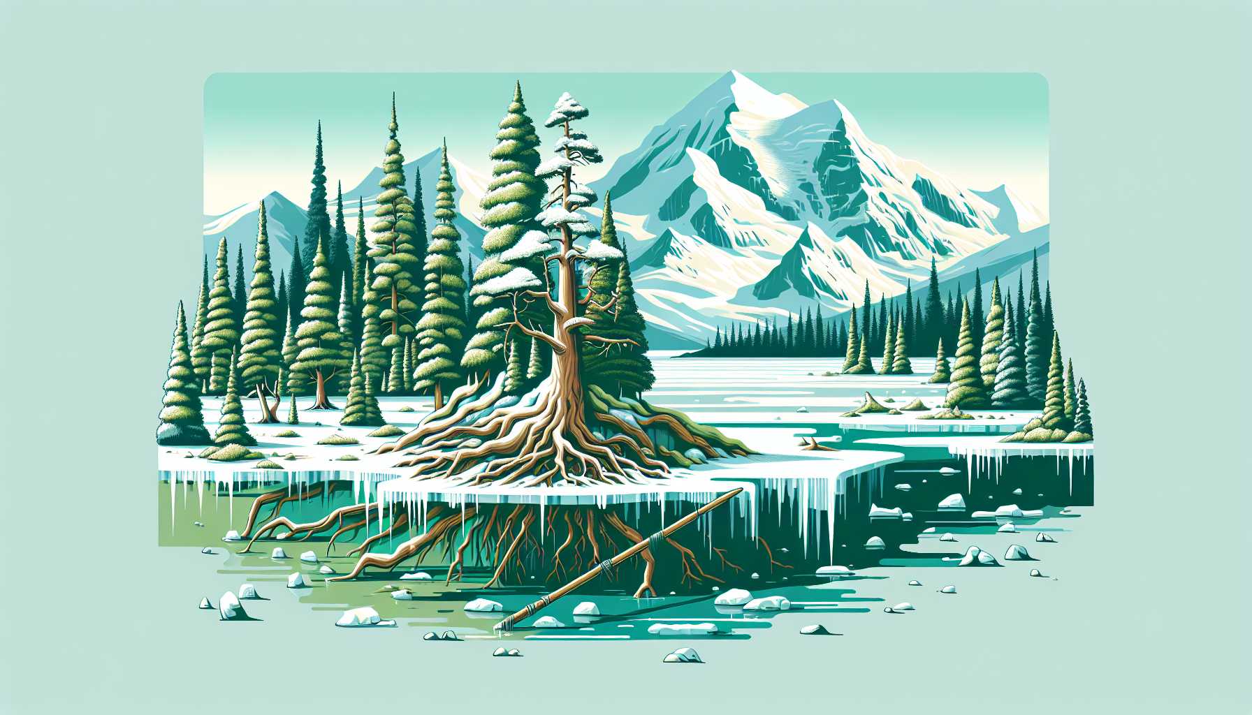 Illustration of ancient forest emerging
