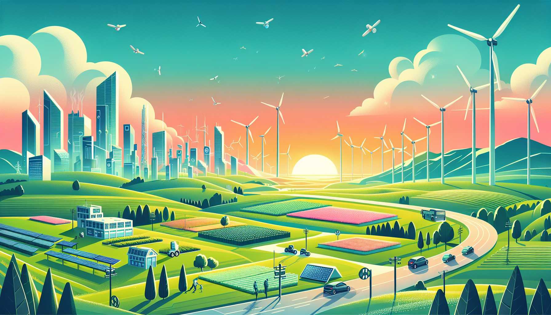 Illustration of futuristic Australian landscape