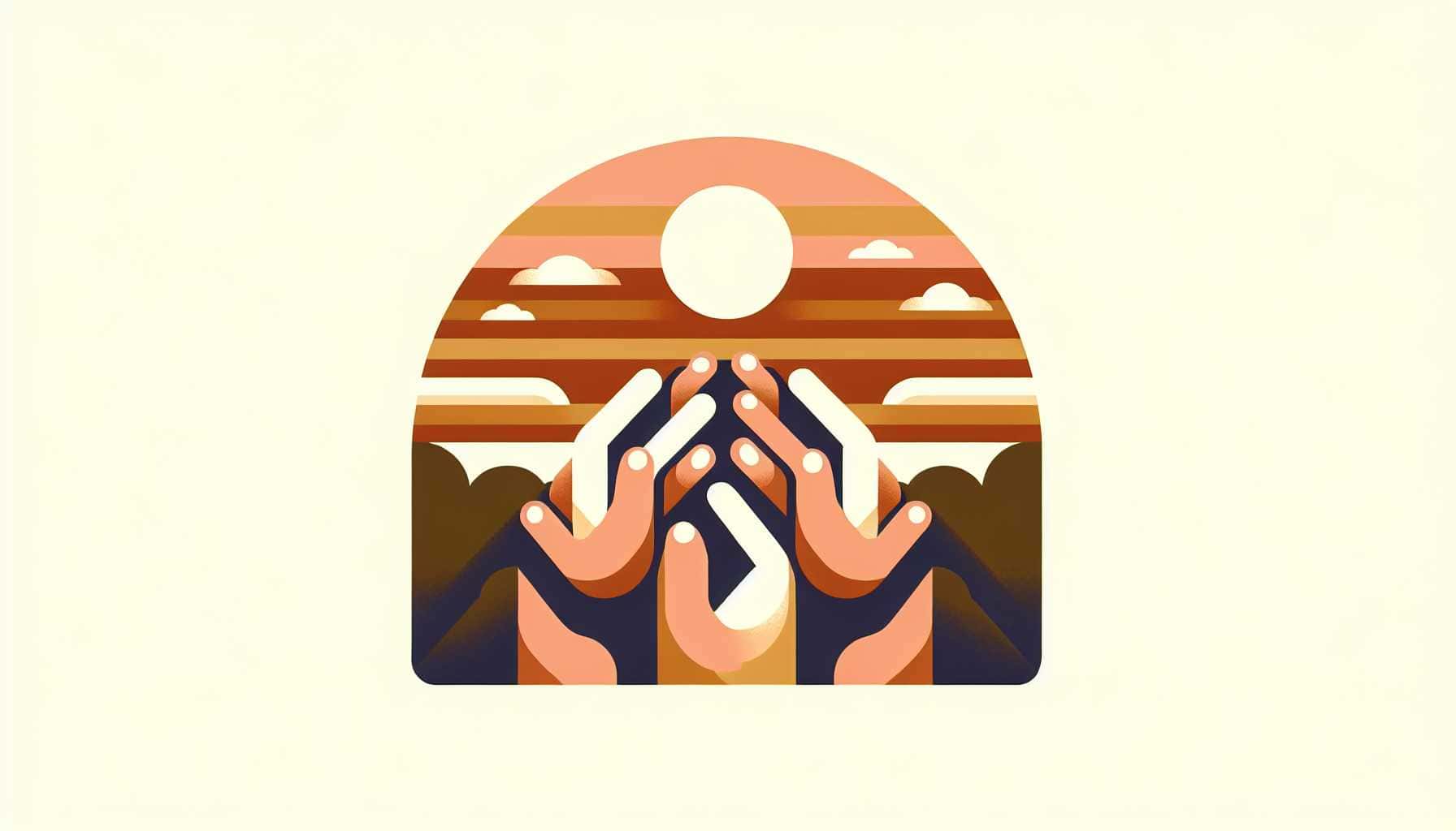 Illustration of hands stacking together