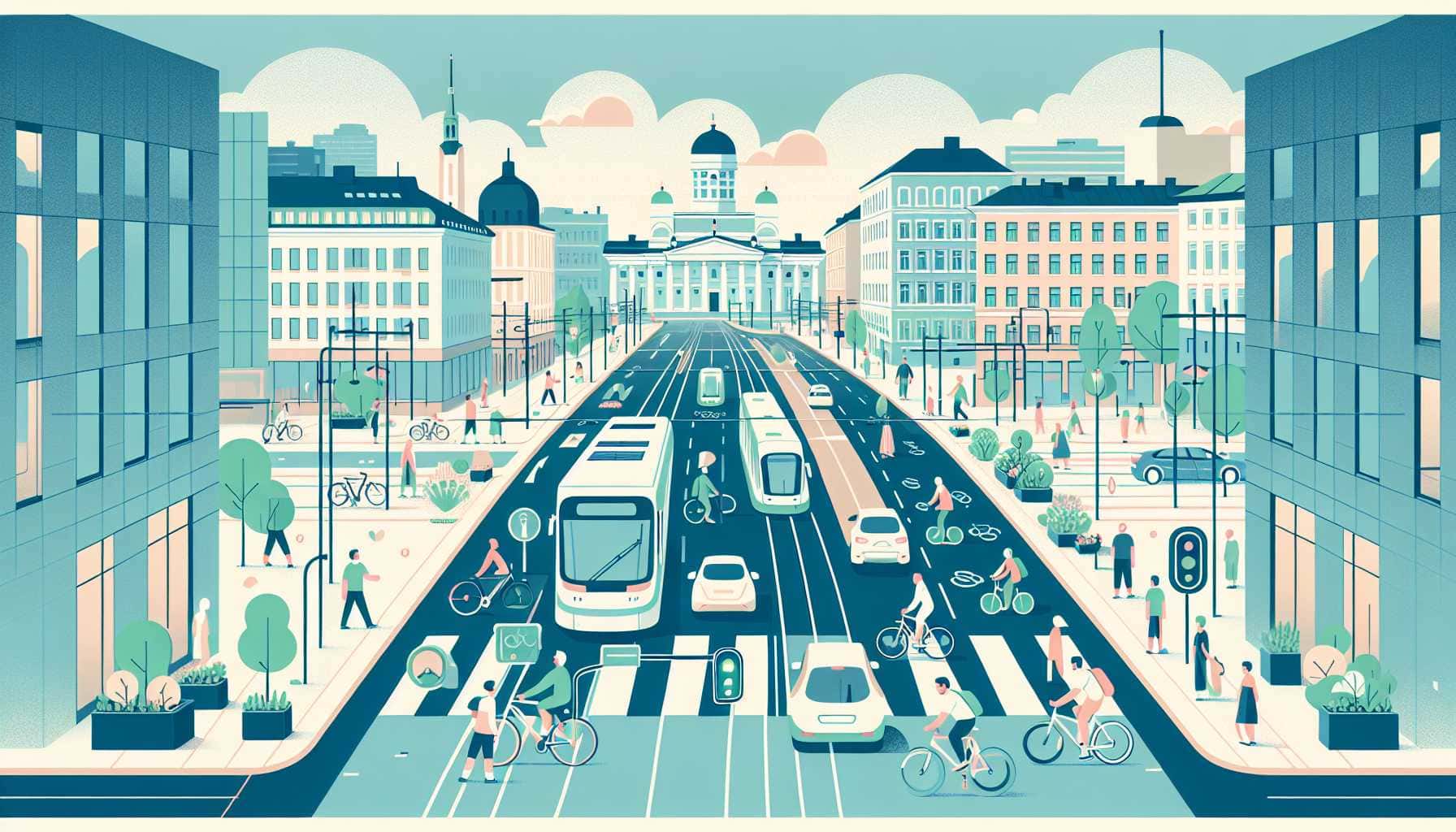 Illustration of a vibrant Helsinki
