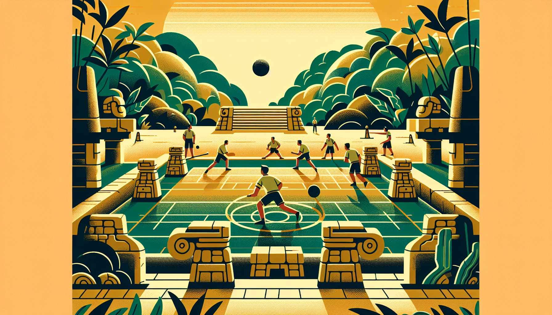 Illustration of ancient Mayan ballgame