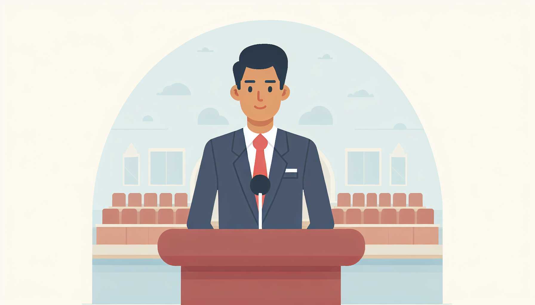 Illustration of a speaker at podium