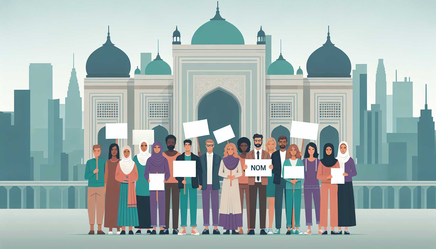 Illustration of group celebrating climate victory