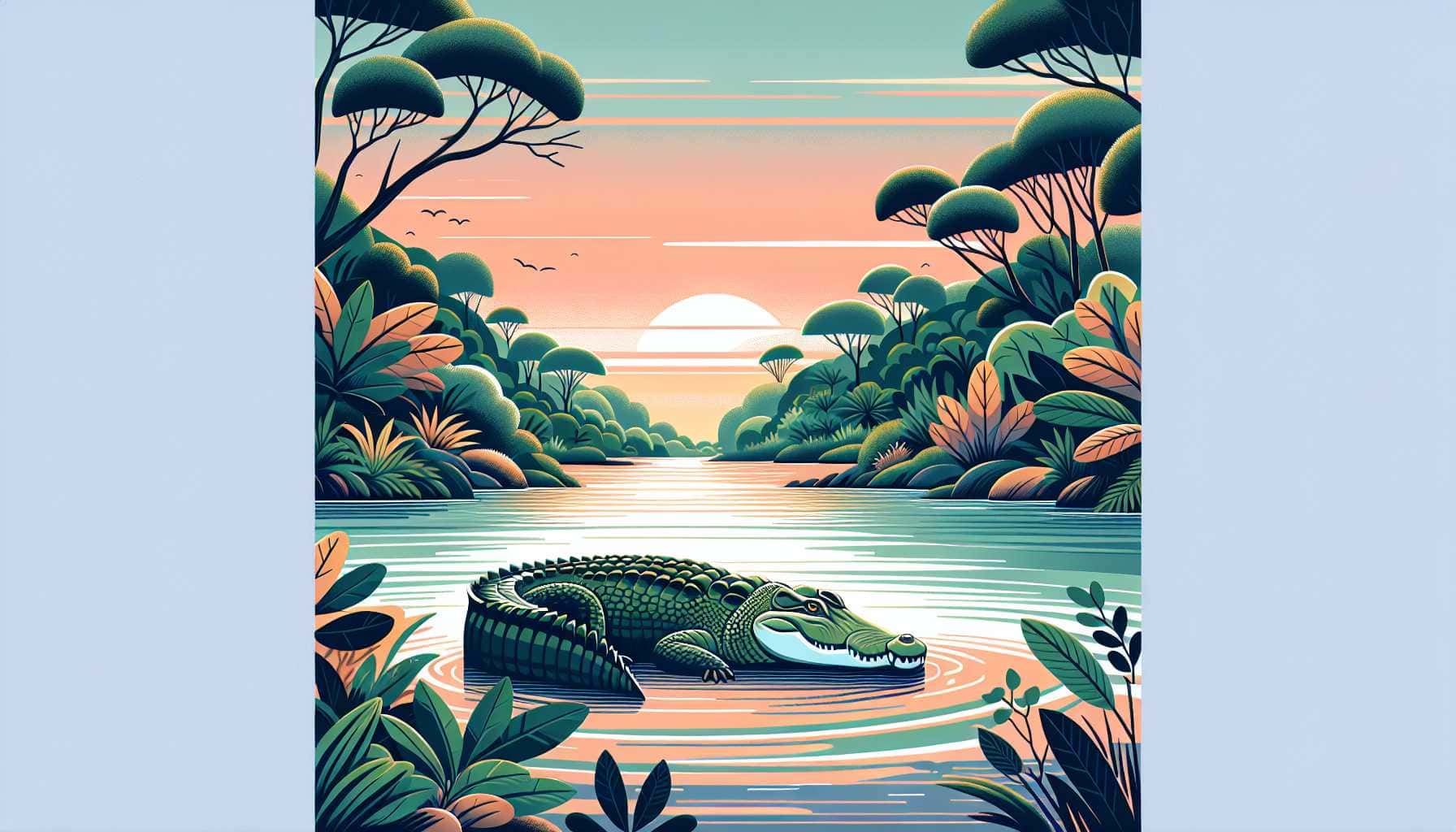 Illustration of a crocodile resting