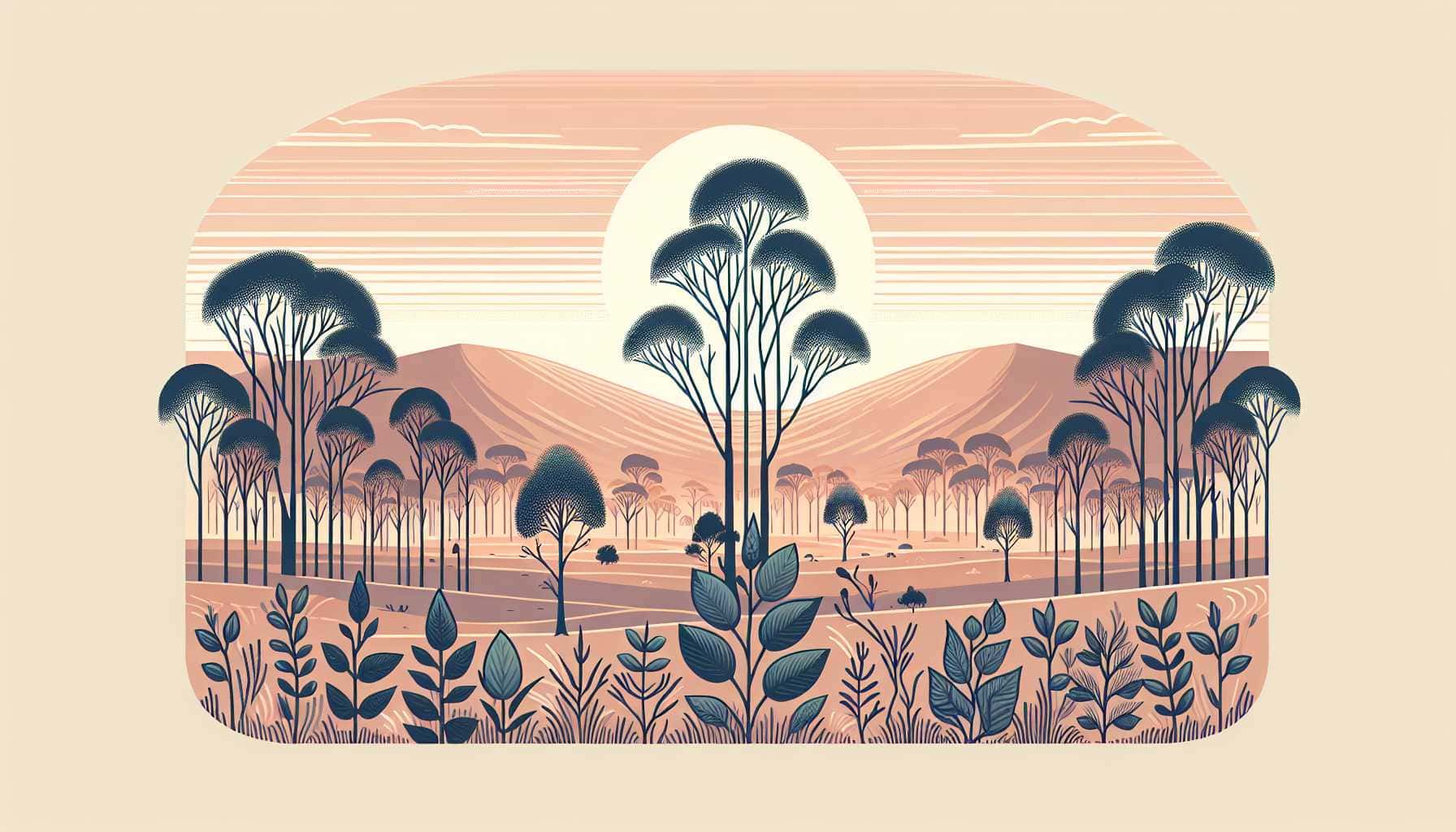 Illustration of eucalyptus forest
