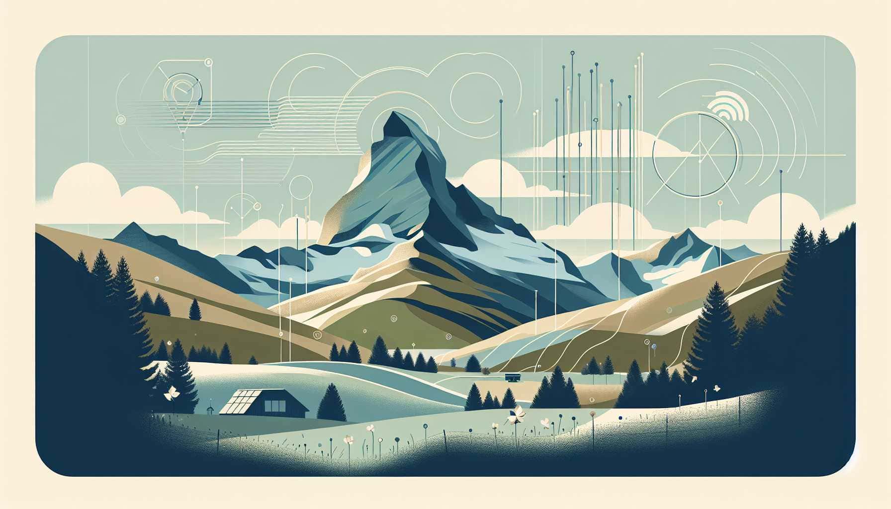 Illustration of mountain landscape integration