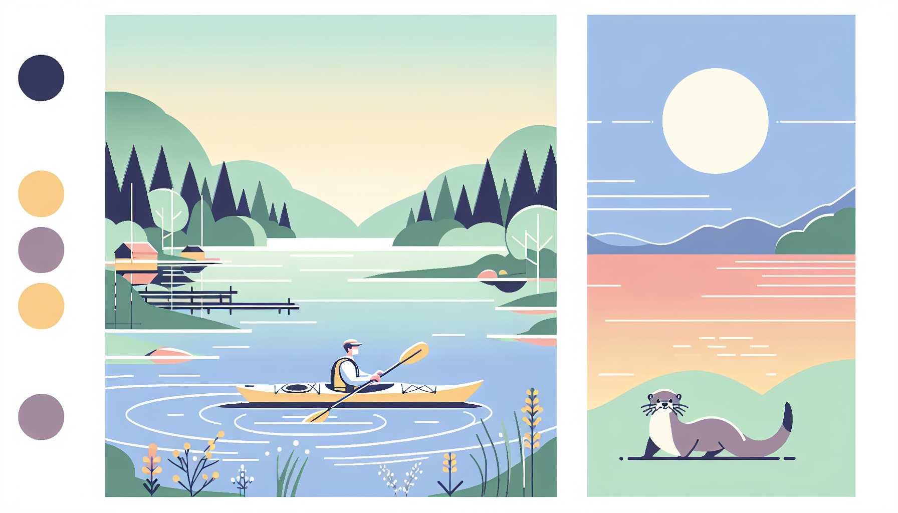Illustration of otter swimming