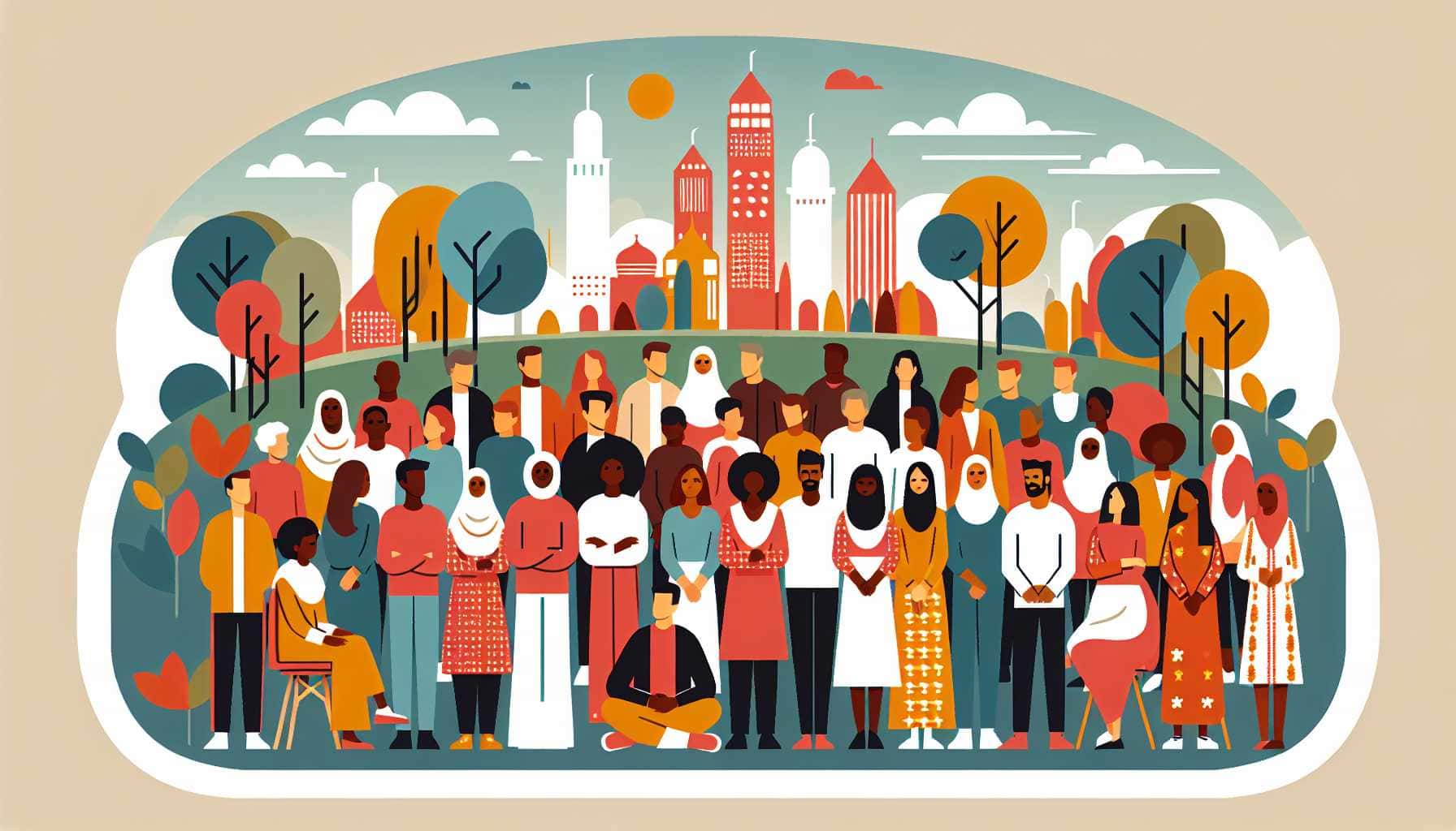 Illustration of diverse youth gathering