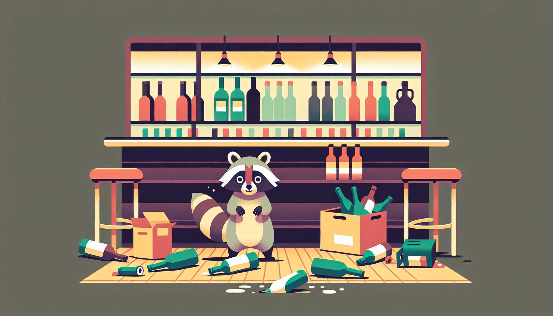 Illustration of a playful raccoon
