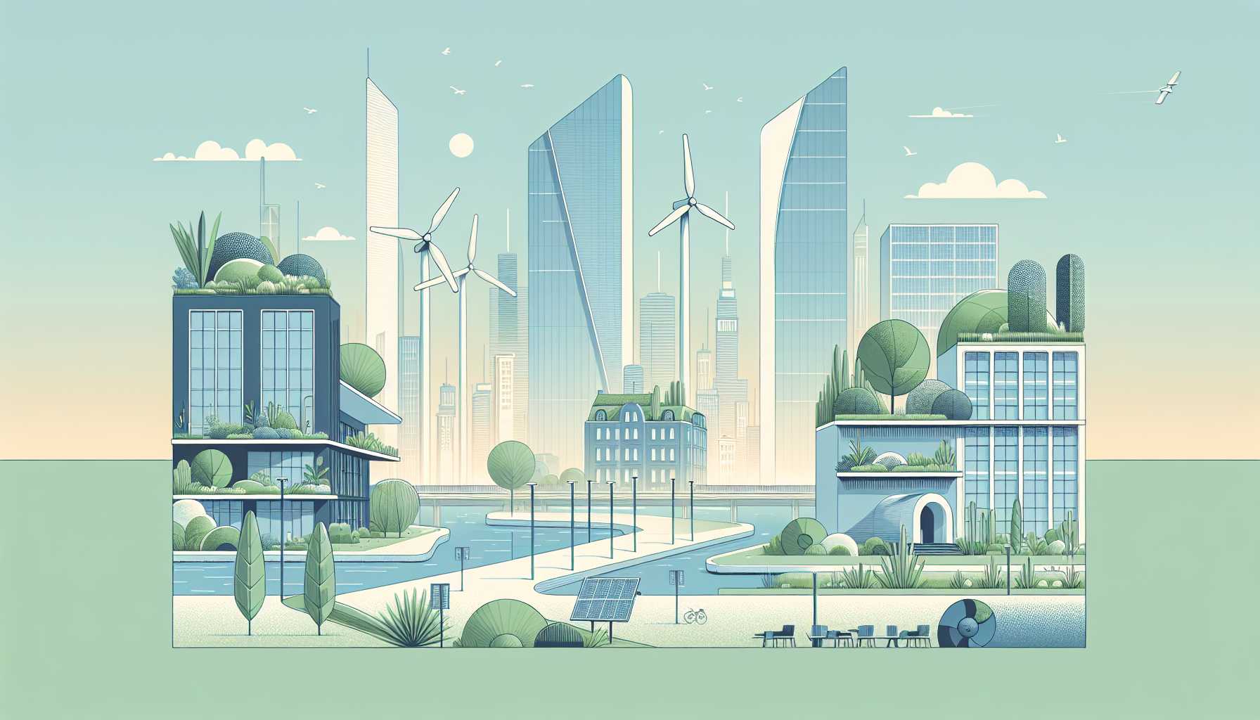 Illustration of a futuristic city