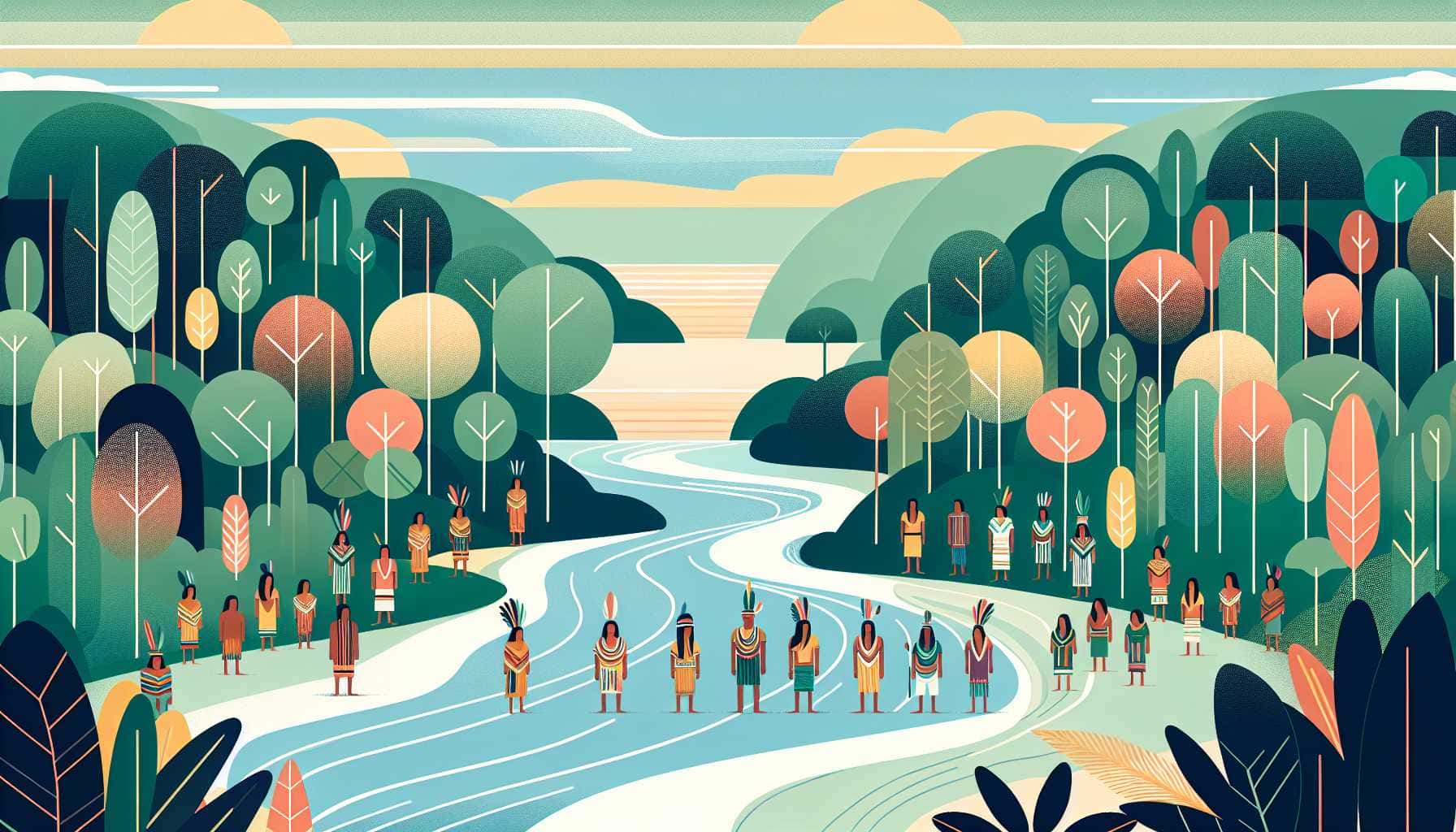Illustration of Indigenous people gathering