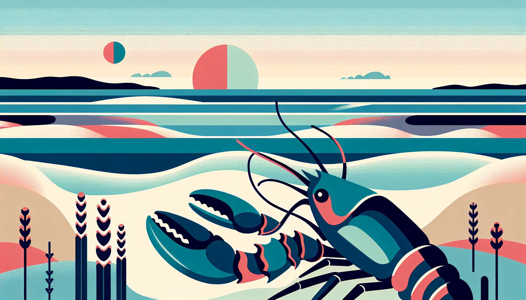 Illustration of a peaceful lobster