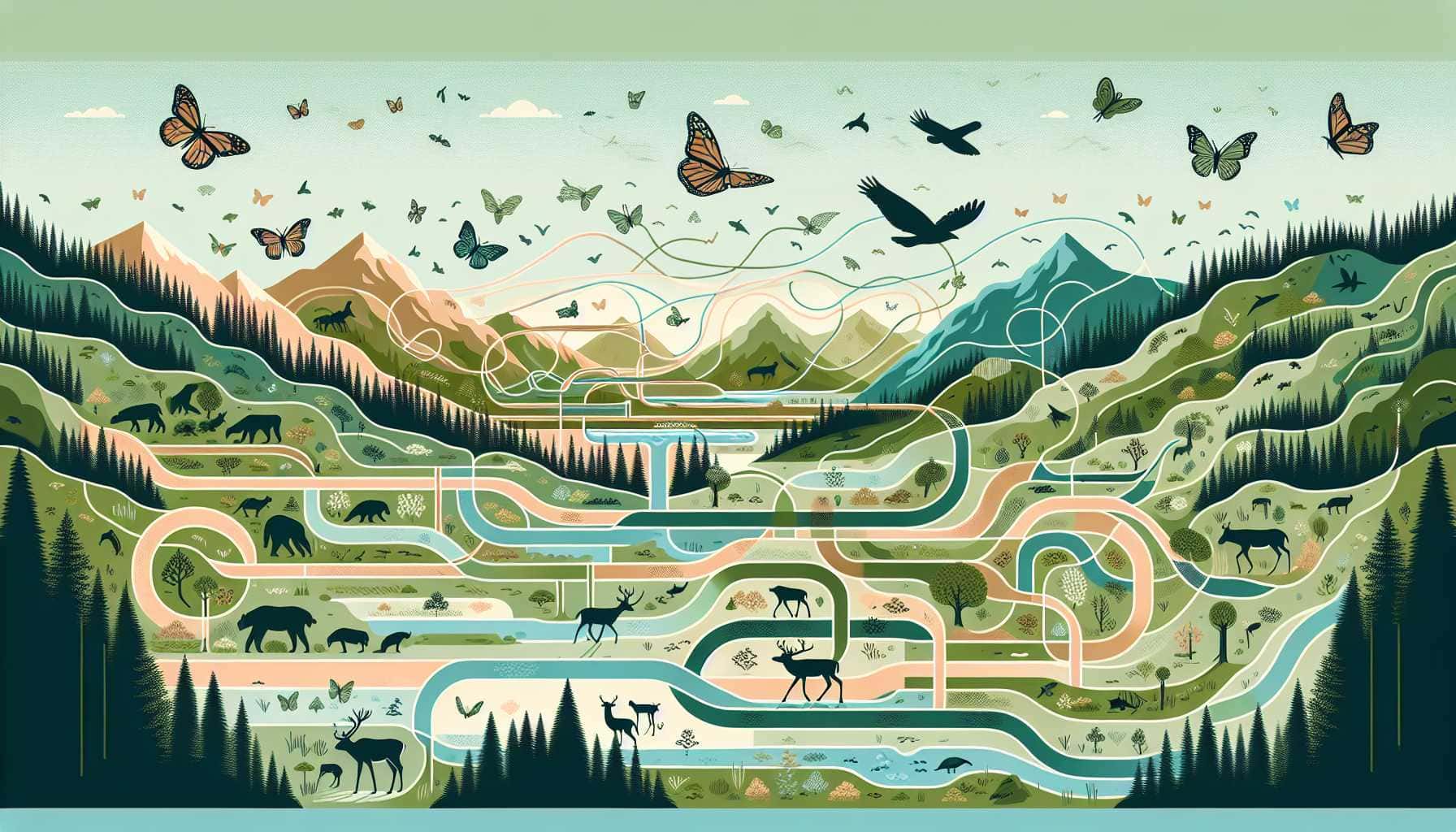 Illustration of interconnected wildlife corridors