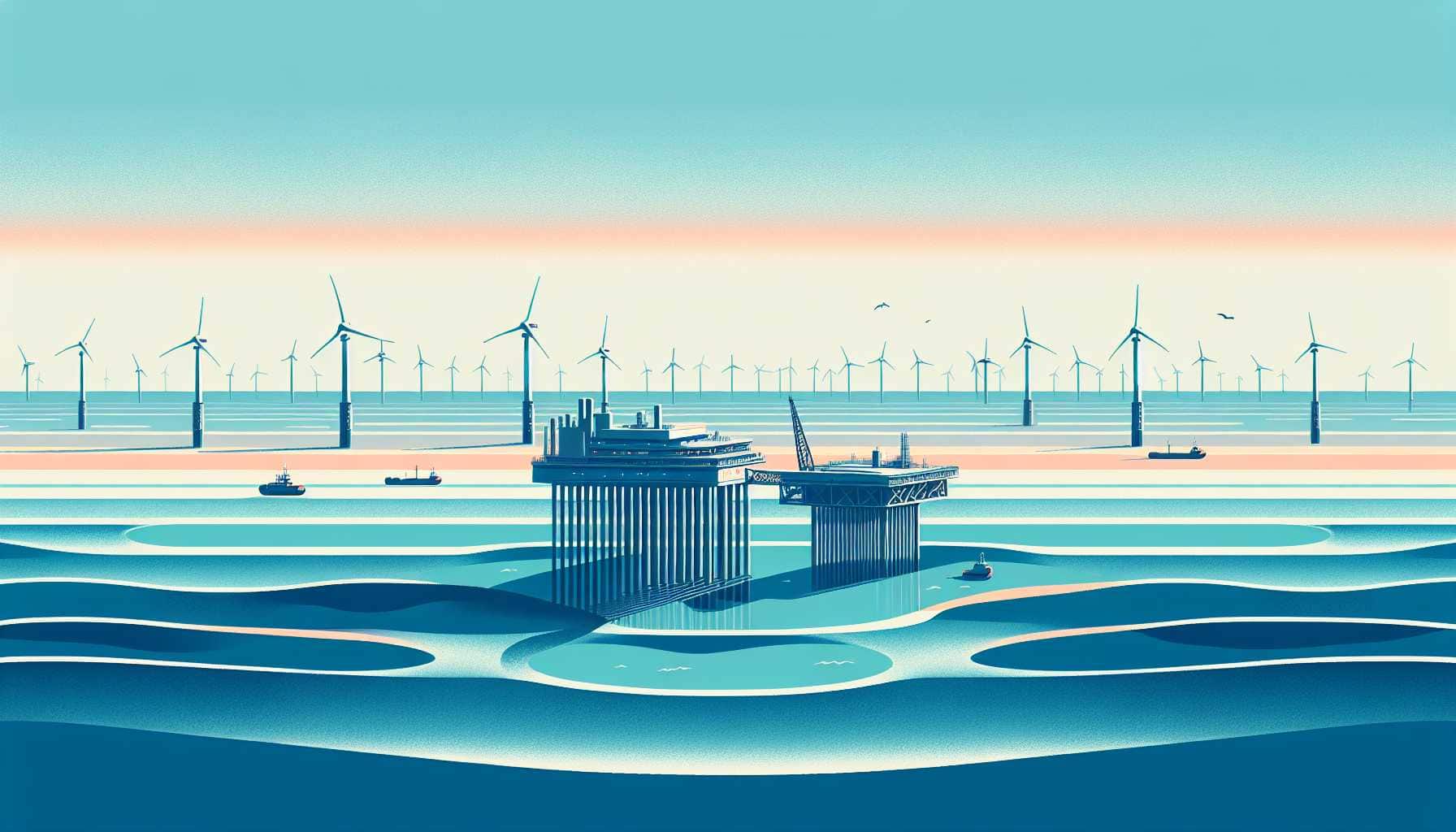 Illustration of futuristic CO2 storage platform