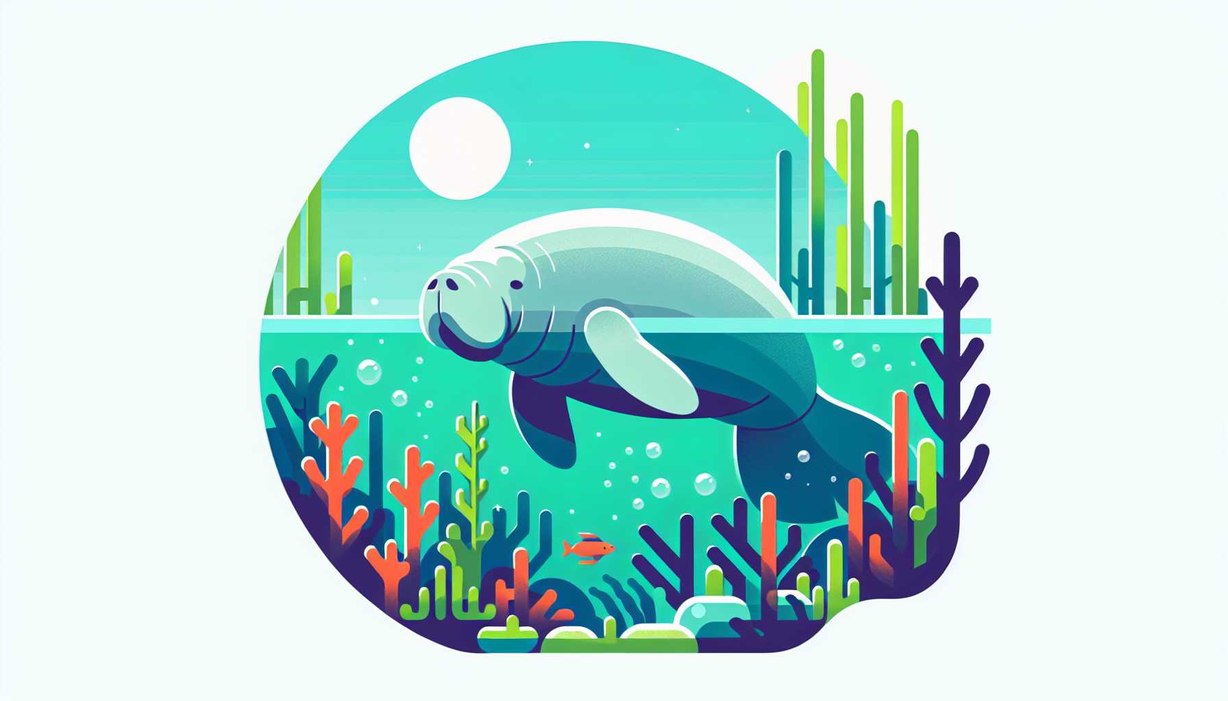 Illustration of a manatee swimming