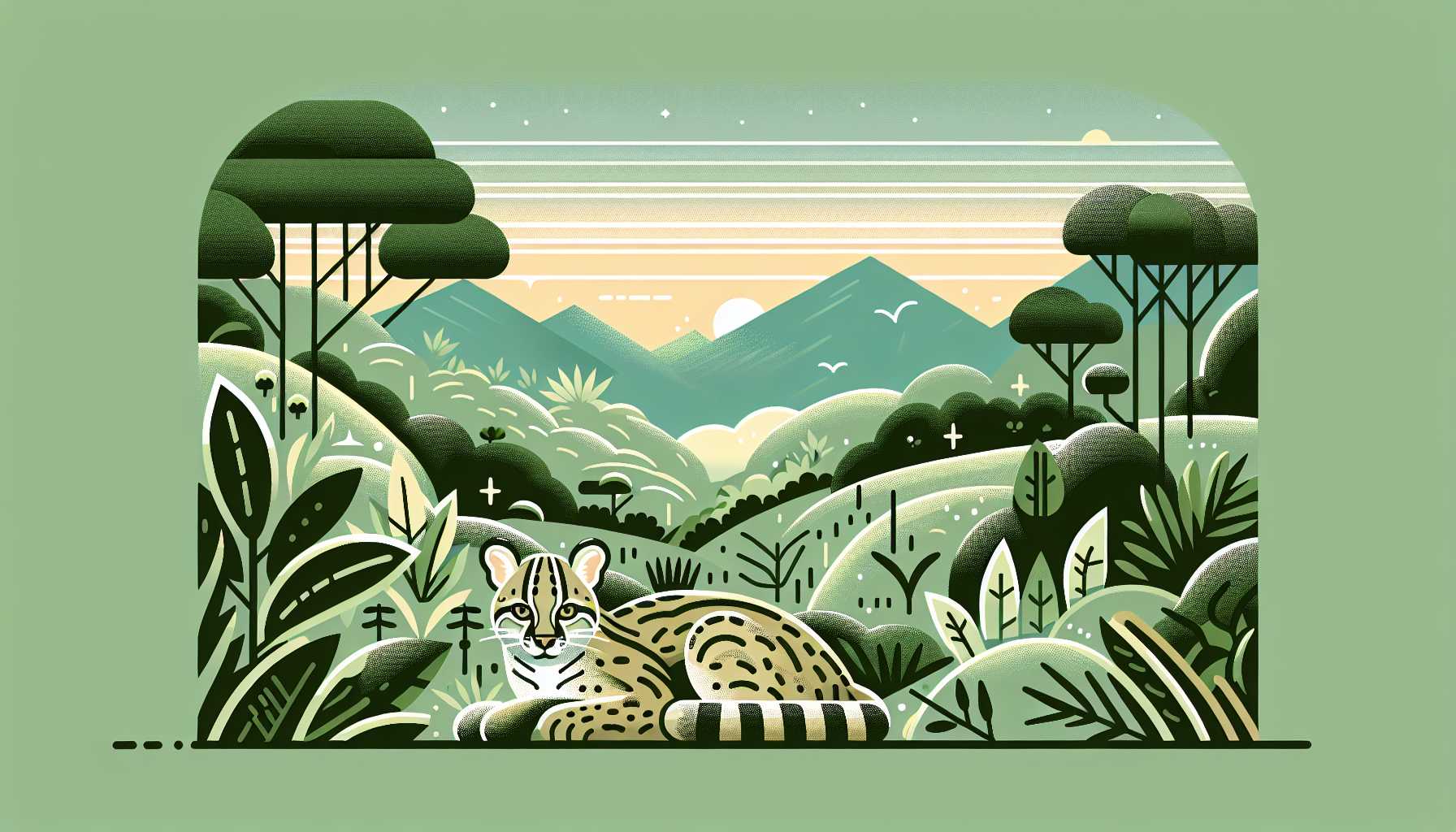 Illustration of an ocelot resting