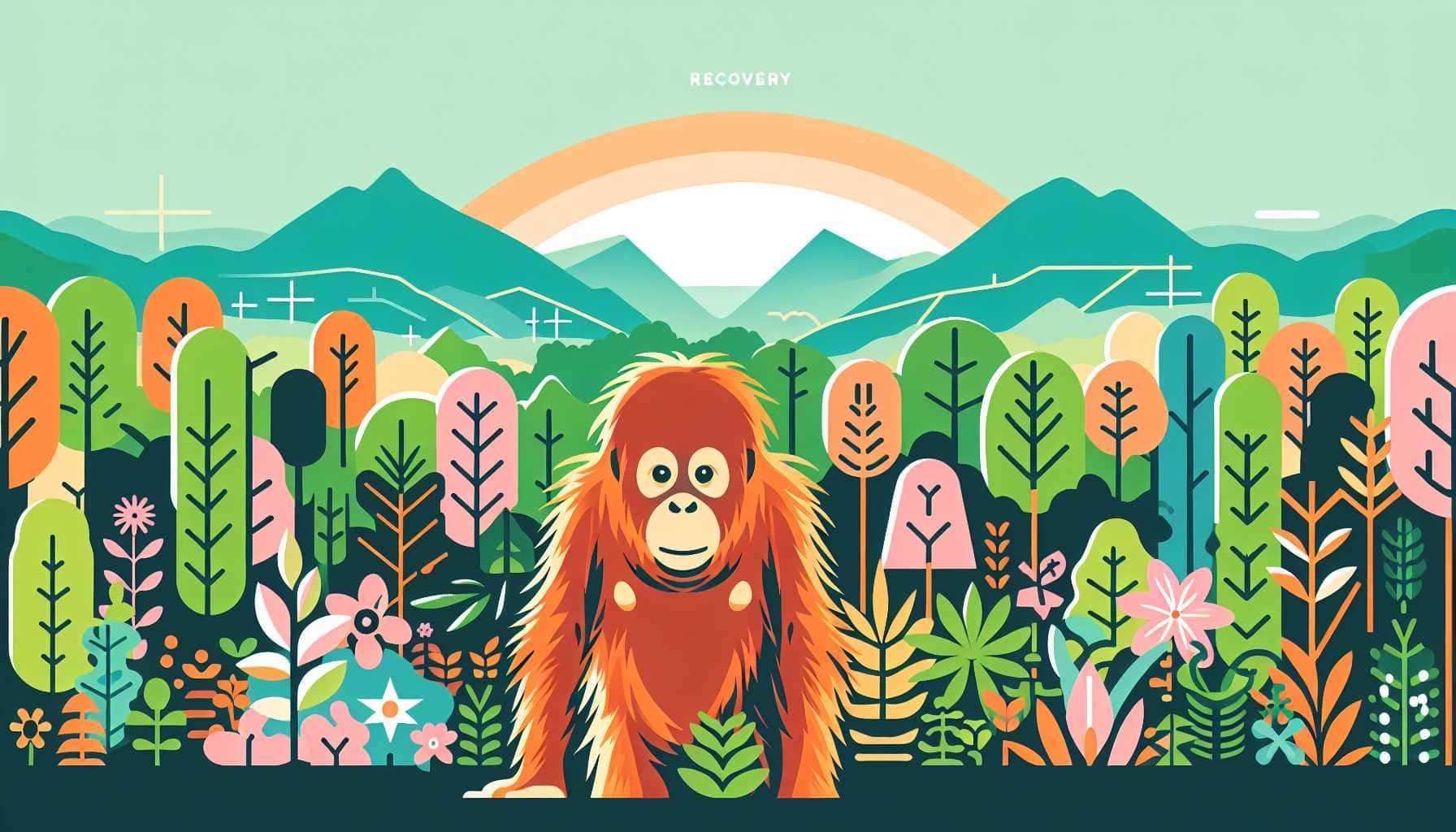 Illustration of a young orangutan