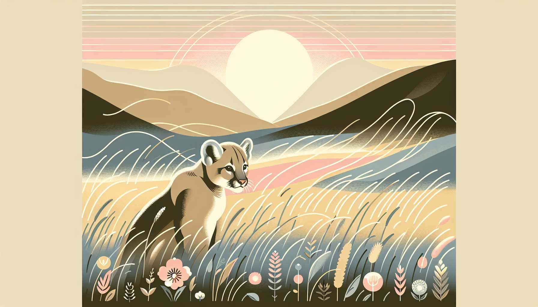 Illustration of a mountain lion cub