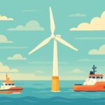 Illustration of a floating wind turbine