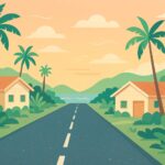 Illustration of Hawaiian road with recycled materials