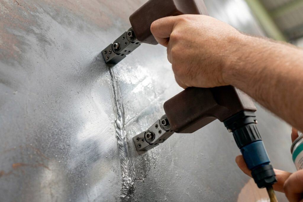 Welding inspection for quality assurance in construction projects.