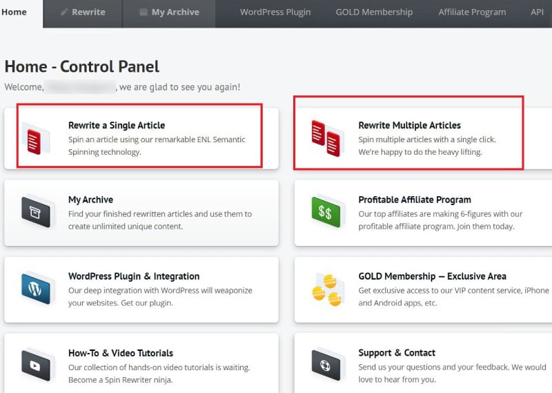 Spin Rewriter rewrite multiple articles-