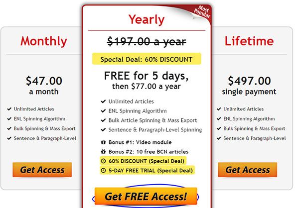 spin rewriter pricing plans deal