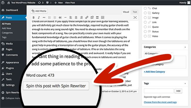 Spin Rewriter WordPress plugin.