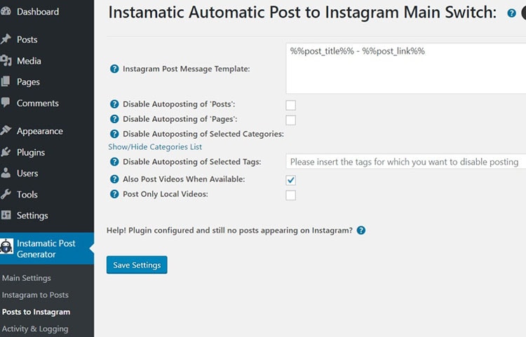 automatically publish Instagram photos or videos