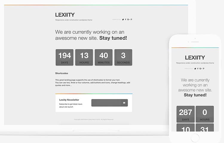 wordpress coming soon landing page theme