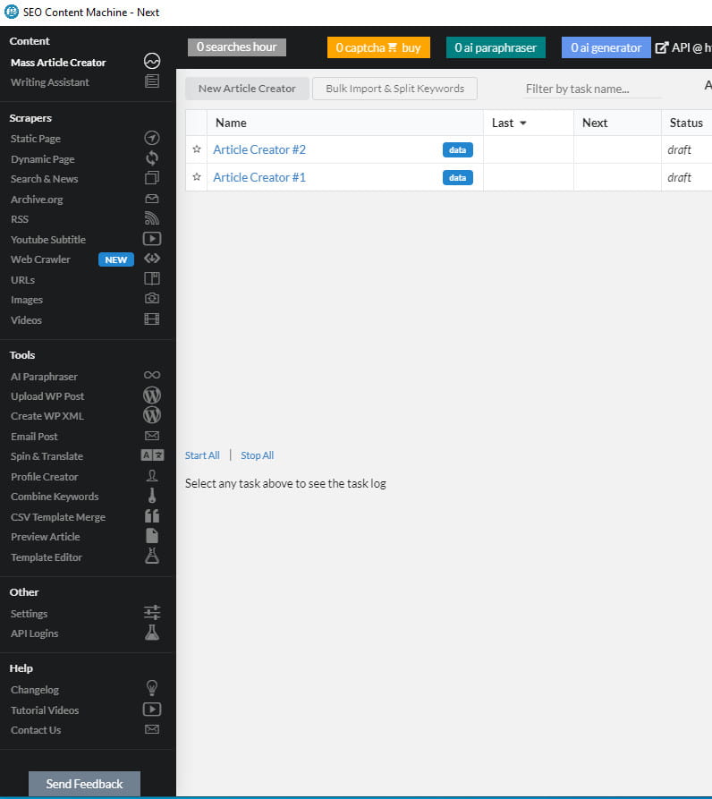 SEO Content Machine user interface.