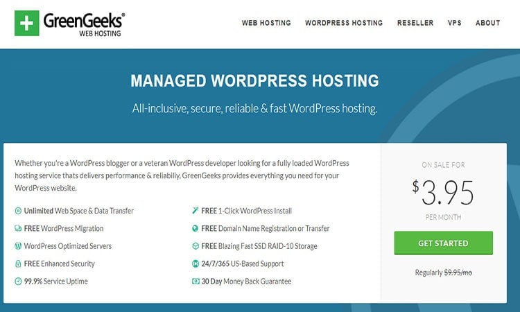 greengeeks WordPress hosting price