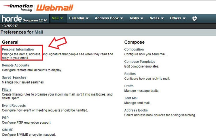 Creating an email signature in Horde