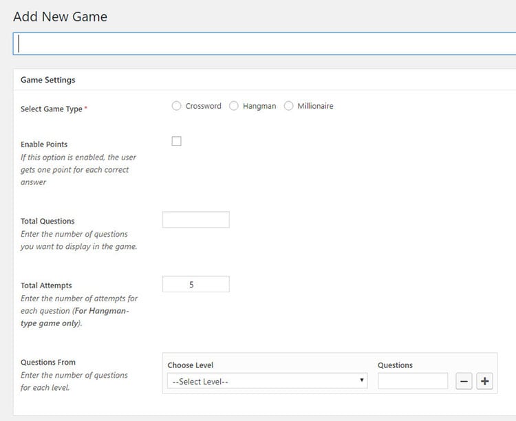 gaming plugin for WordPress website