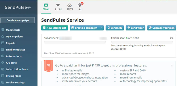 sendpulse push notification service review