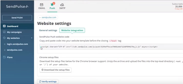 set web push notifications