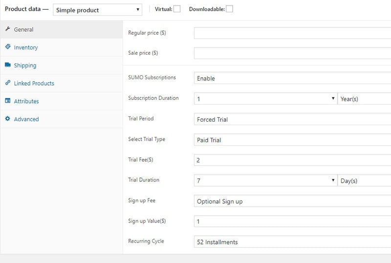 WooCommerce simple subscription