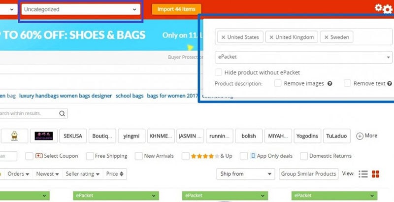 alidropship plugin search filters