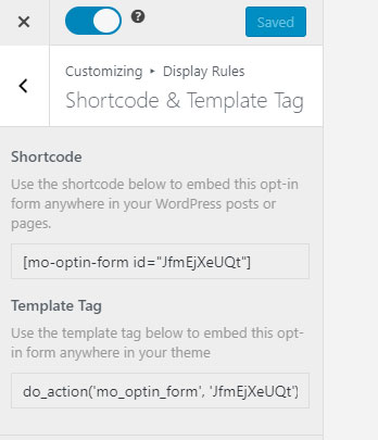 embed shortcode mailoptin