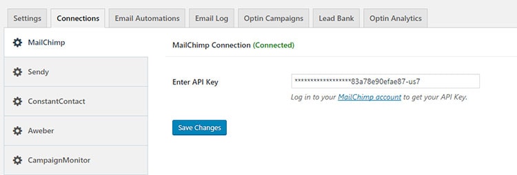 mailoptin mailchimp connection