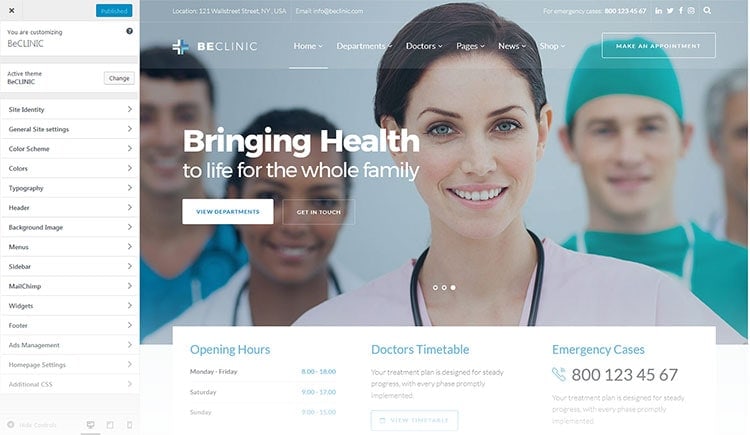premium medical clinic wordpress theme
