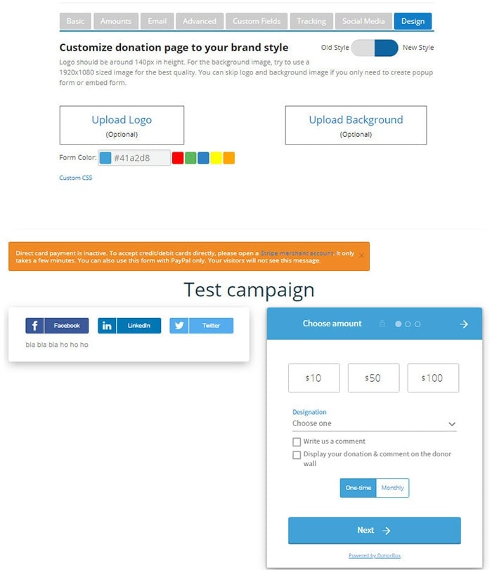 customize look donation form wordpress