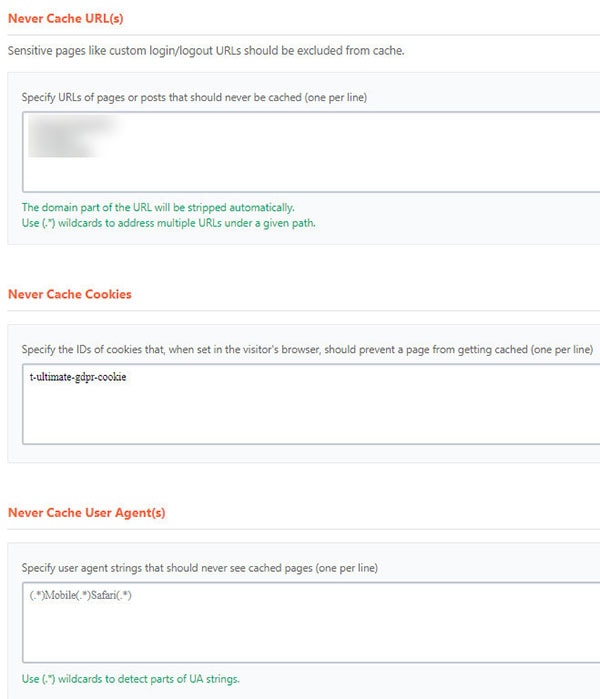 wp rocket advanced rules