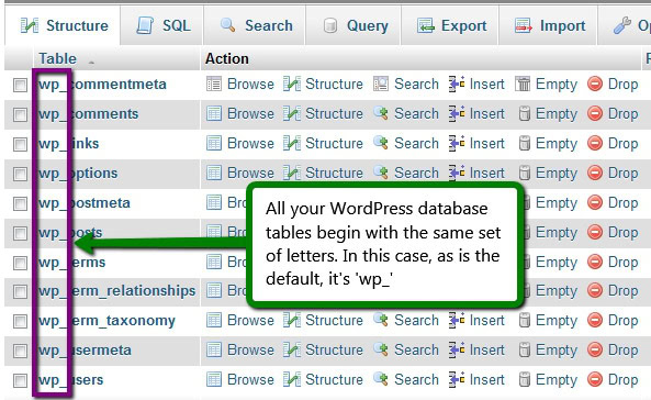 change wordpress database prefix
