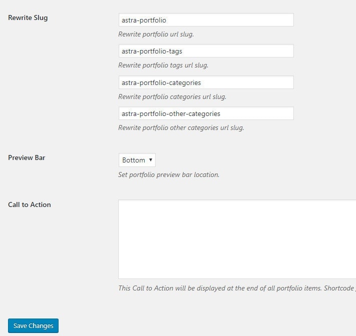 wp portfolio call to action