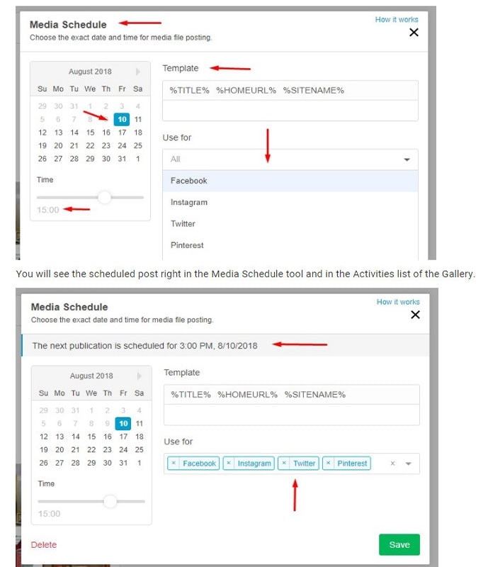 scheduling posting to social accounts