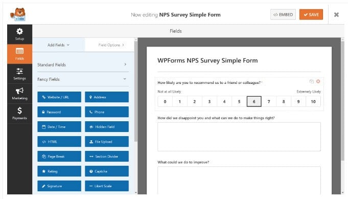creating survey wpforms